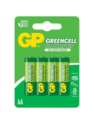 GP Greencell Carbon Zinc AA 4 Batteries - Robot Pi Shop