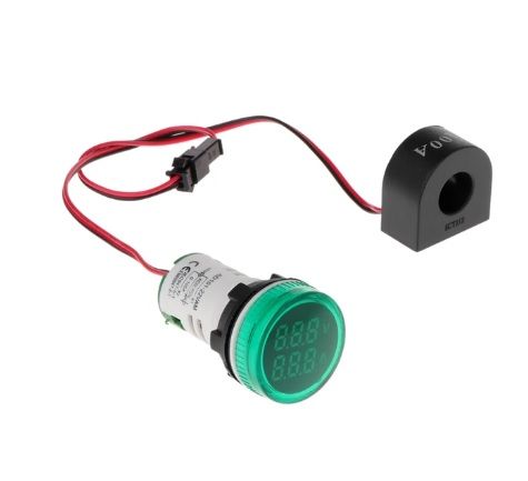 Round LED Hertz Meter Indicator Light with Transformer Green