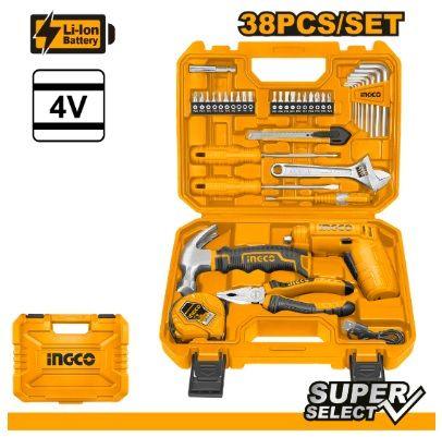 INGCO 38 PCS Tools Set With 4V Cordless Screwdriver - Robot Pi Shop
