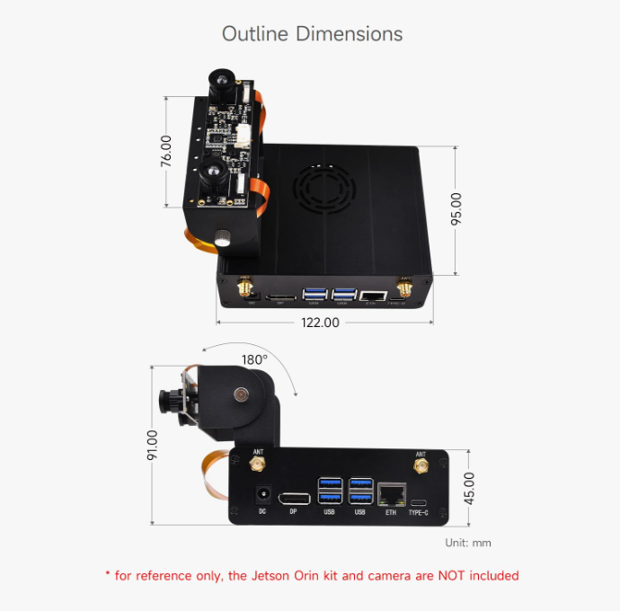 Aluminum Alloy Case for Jetson Orin, with Camera Holder