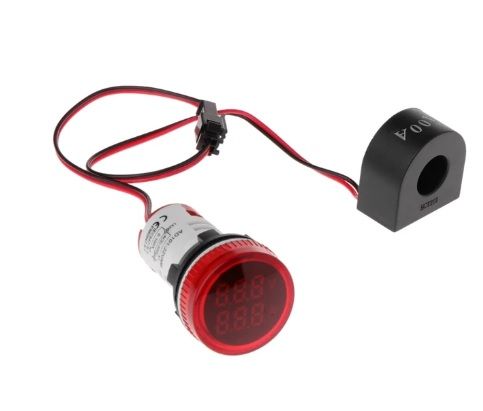 Round LED Hertz Meter Indicator Light with Transformer Red