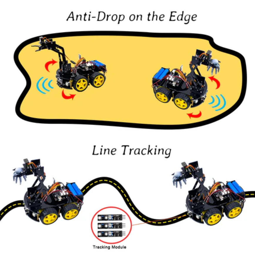 Mechanical 4WD Robot Arm Car Kit