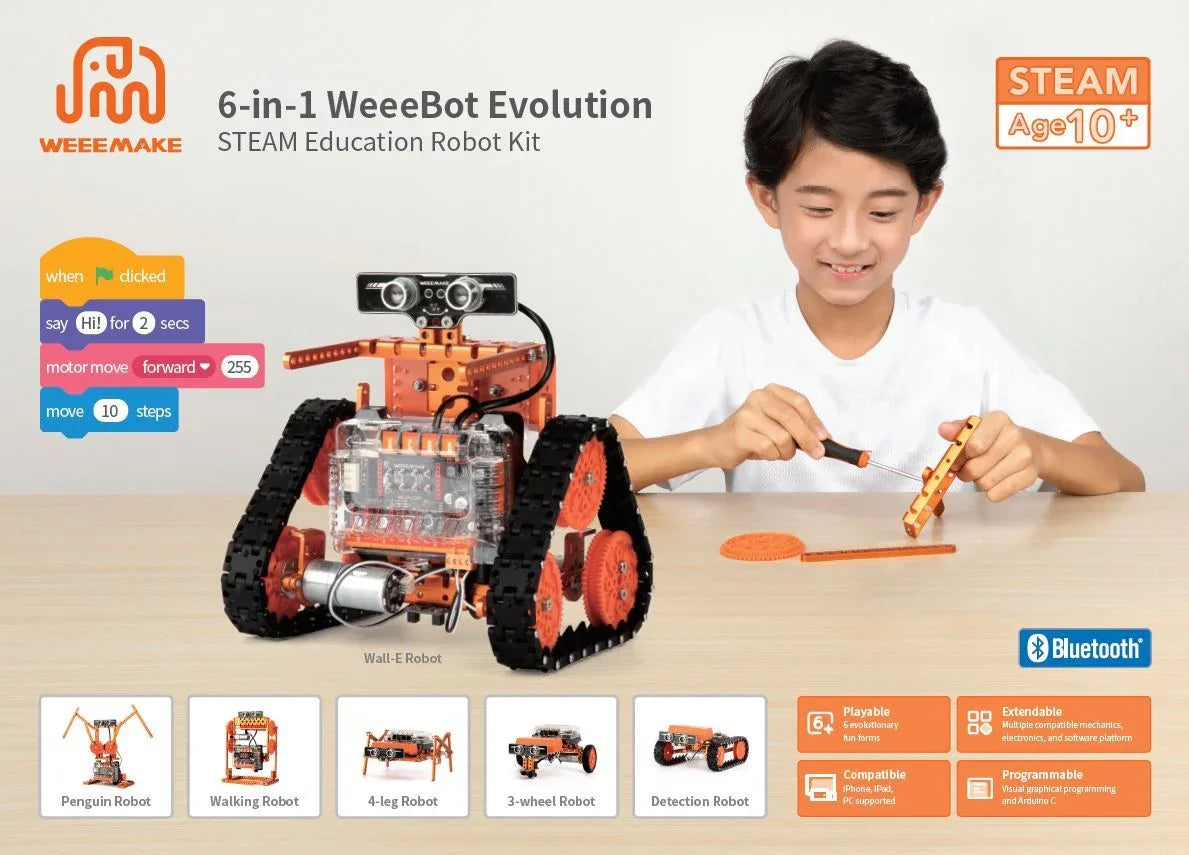 6 in 1 WeeeBot Evolution Robot Kit - Robot Pi Shop