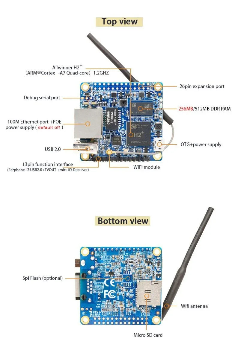 Orange Pi Zero H2+ Quad Core - Robot Pi Shop