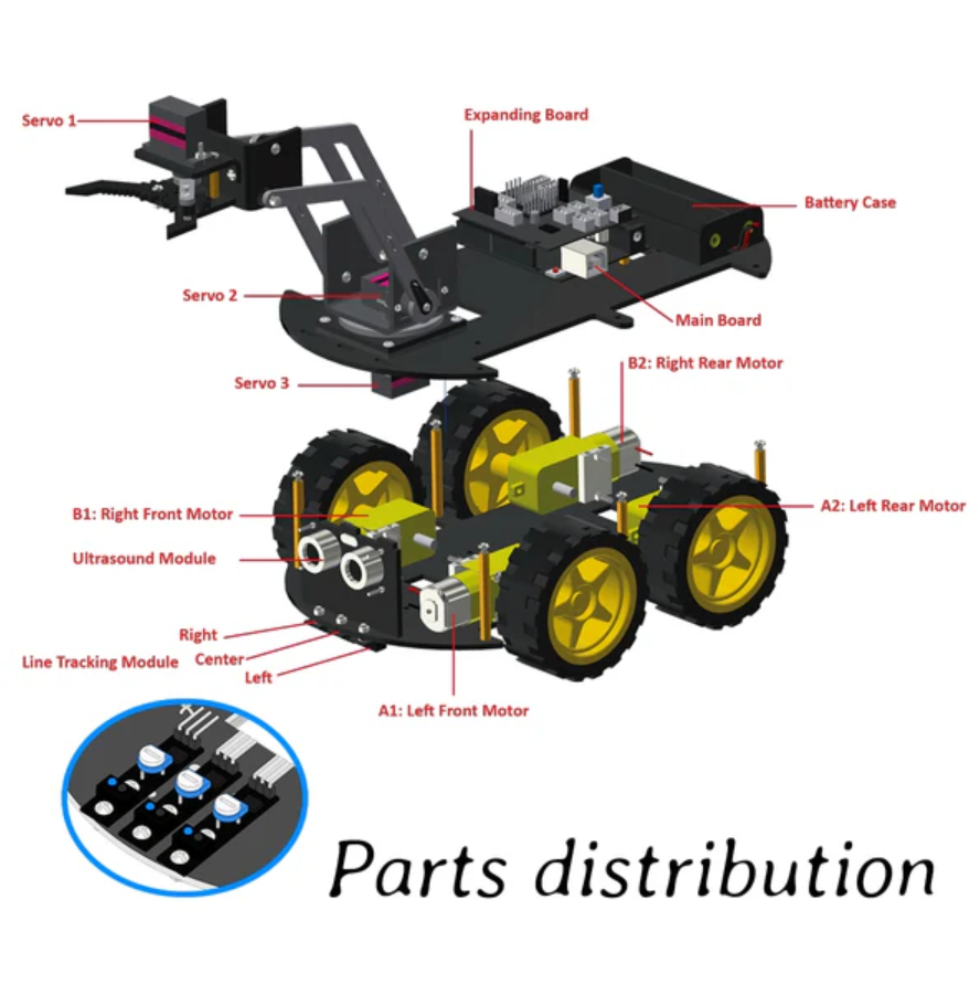 Mechanical 4WD Robot Arm Car Kit