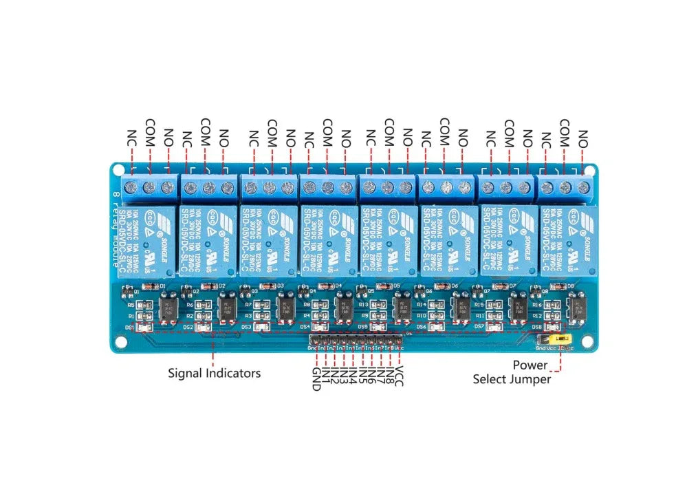 8 Channel 5V Relay Shield Module – Robot Pi Shop
