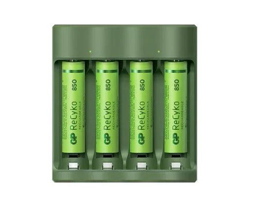 GP ReCyko Everyday Charger (USB) B421 4-slot NiMH with 4 x AAA 850mAh NiMH Batteries - Robot Pi Shop