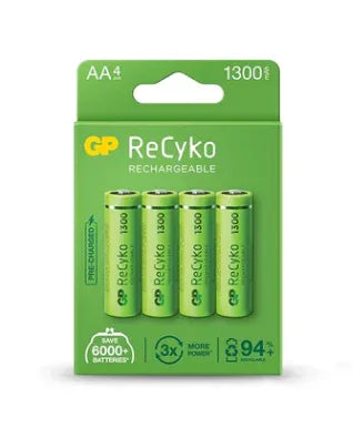 GP ReCyko battery 1300mAh AA (4 battery pack) - Robot Pi Shop