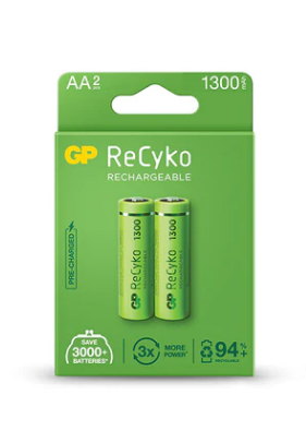 GP ReCyko battery 1300mAh AA (2 battery pack)