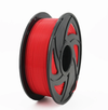 Spool of red filament on a white background