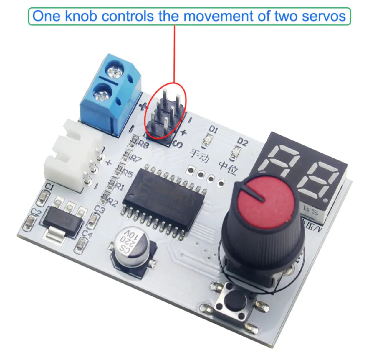 Servo Tester Knob Controller Voltage Display Board - Robot Pi Shop