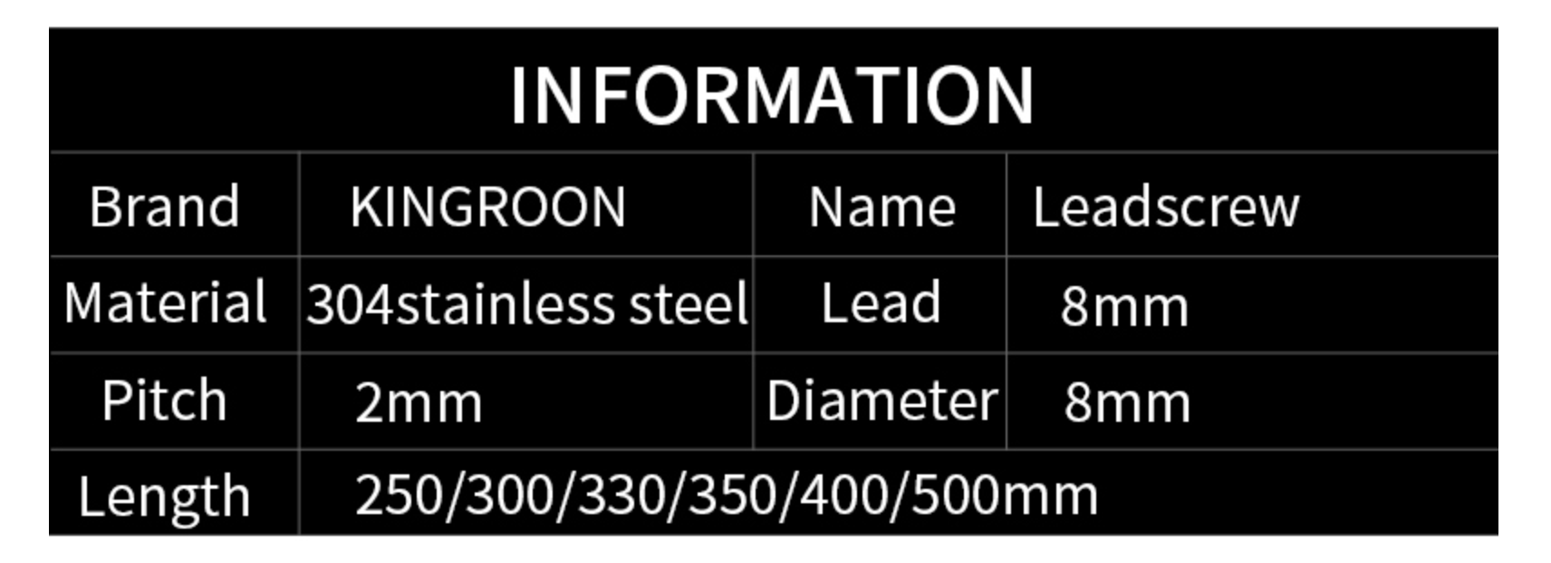 Lead Screw 300mm with 8mm Trapezoidal Screws Copper Nuts