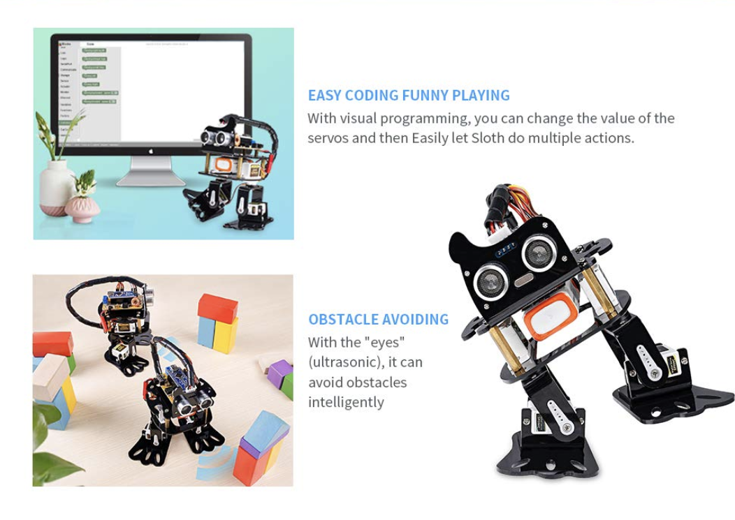 SunFounder Nano DIY 4-DOF Robot Kit – Sloth Learning Kit