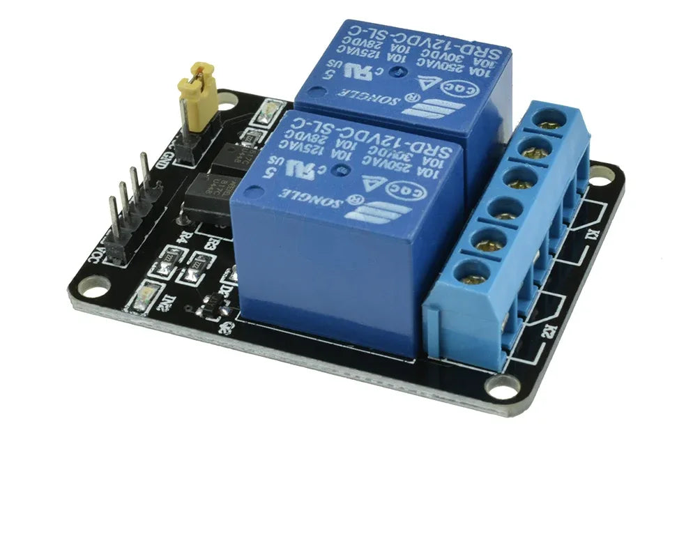 2 Channels DC 12V Relay Module – Robot Pi Shop