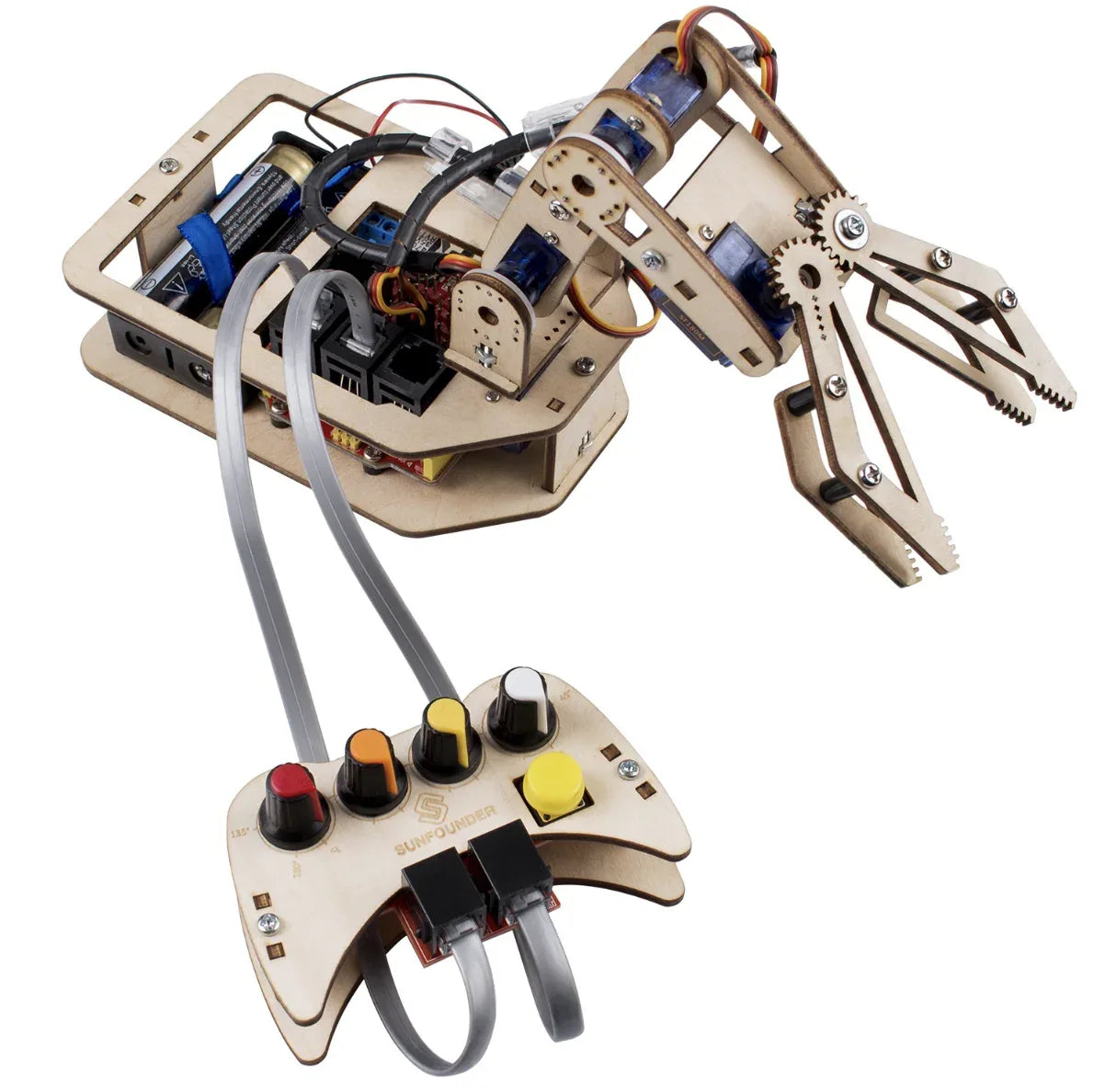 SunFounder Arduino Uno Robotic Arm Kit DIY 4-Axis Wooden Mental Servo ...