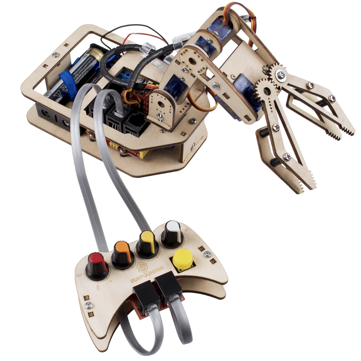 SunFounder Uno Robotic Arm Kit DIY 4-Axis Wooden Mental Servo Rollarm