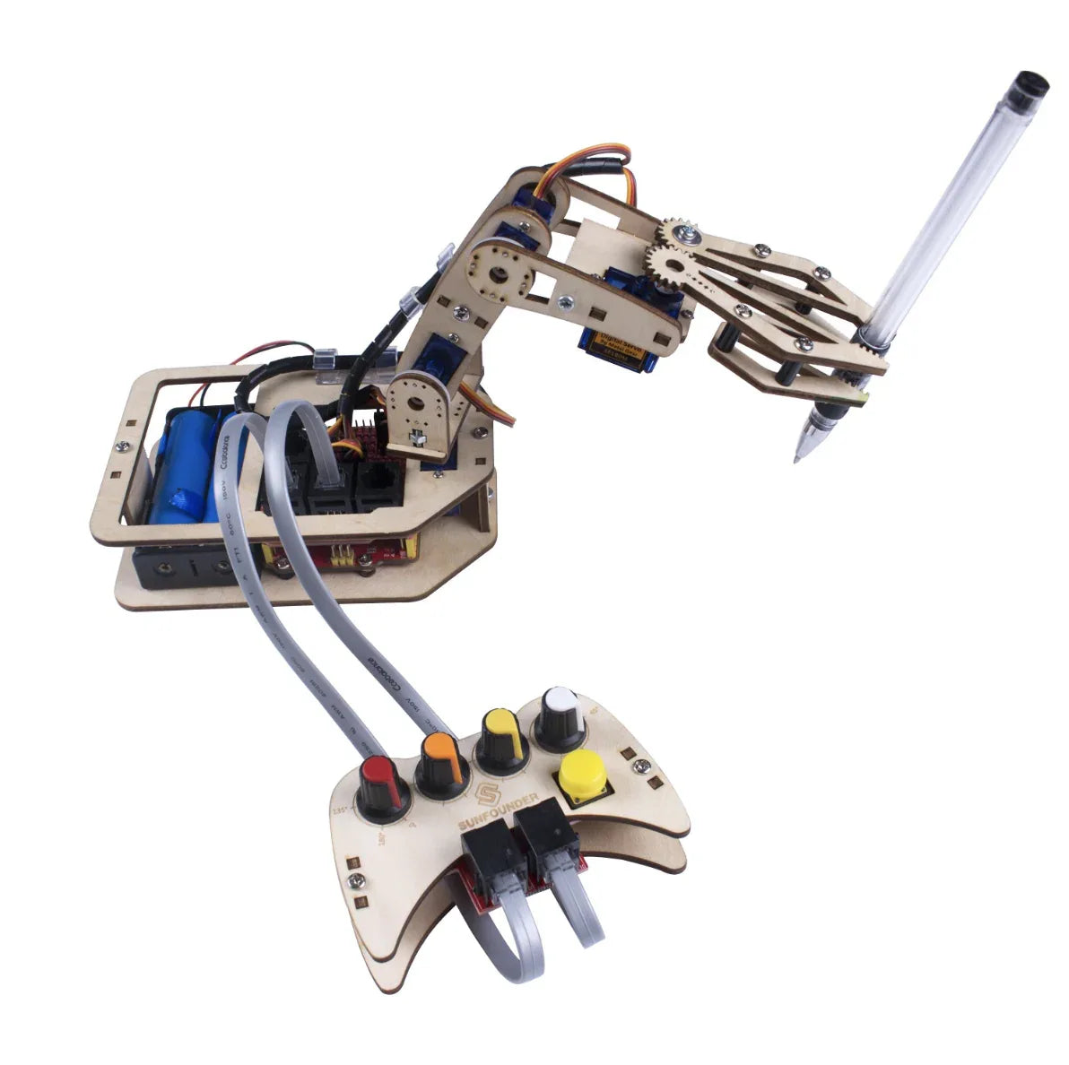 SunFounder Arduino Uno Robotic Arm Kit DIY 4-Axis Wooden Mental Servo ...