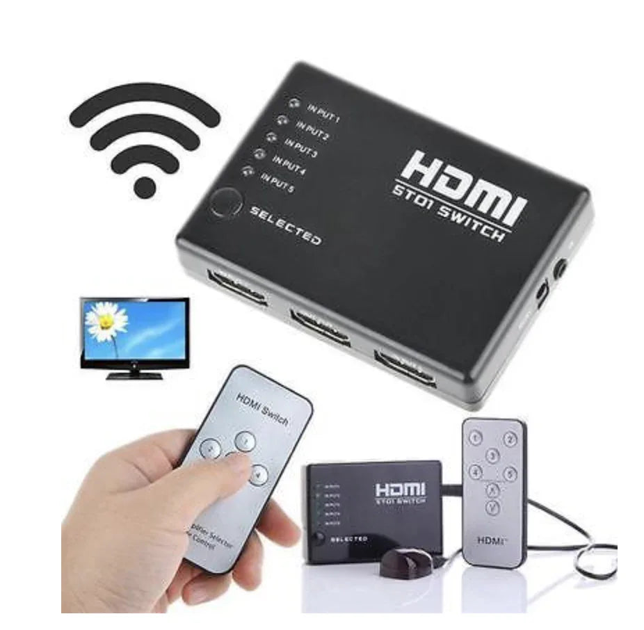 5 Port 1080P Video HDMI Switcher Splitter - Robot Pi Shop