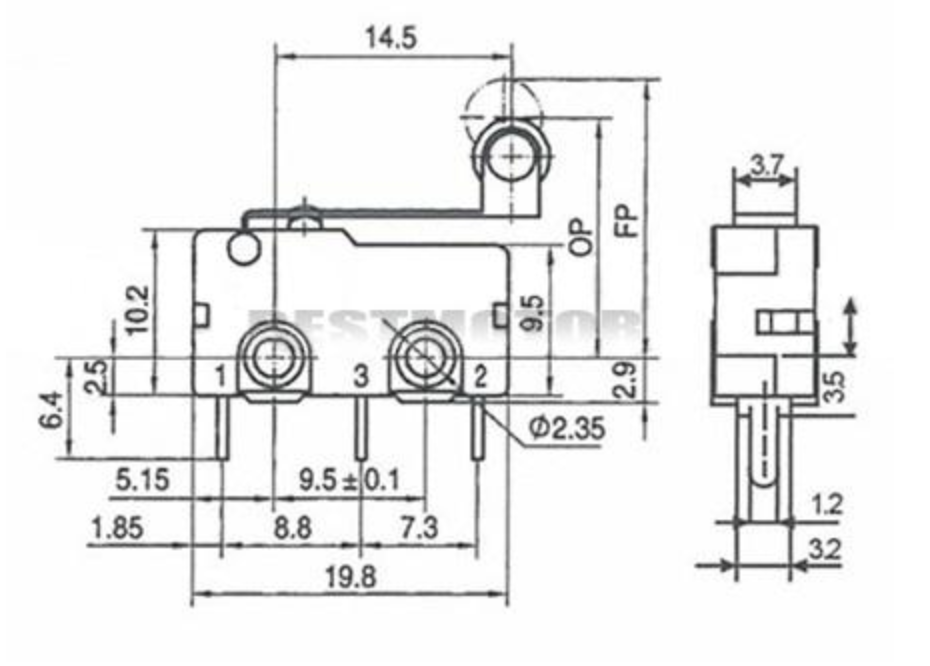 Micro Roller Lever Arm Limit Switch