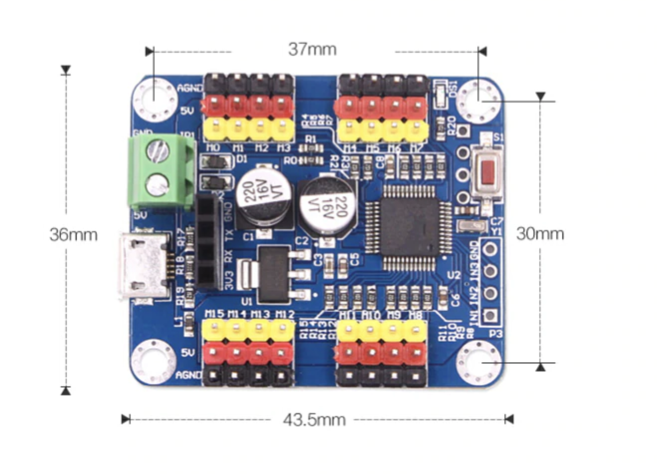 Bluetooth 16 Channel PWM Servo Motor Driver Board