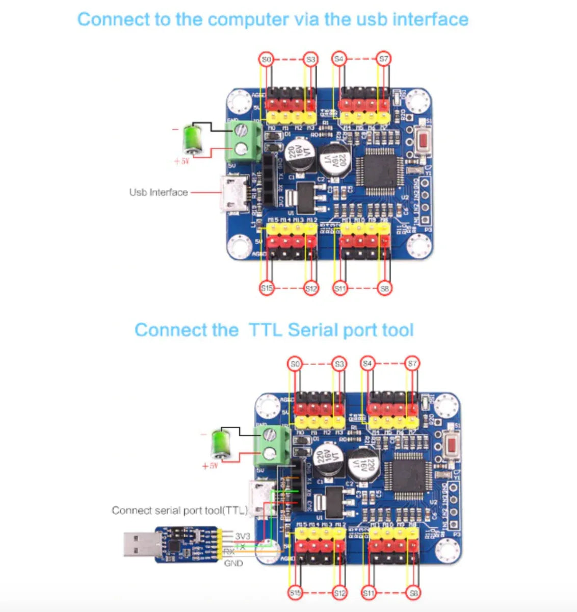 Bluetooth 16 Channel PWM Servo Motor Driver Board - Robot Pi Shop