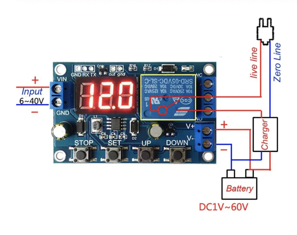 DC 6-40V Battery Charger Module - Robot Pi Shop