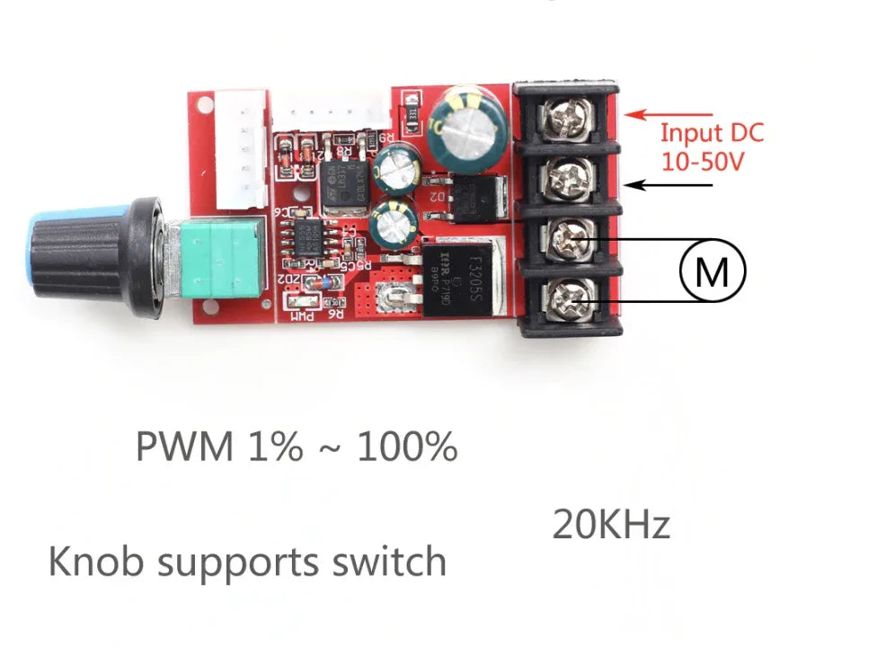 DC 10V-50V 15A DC PWM Motor Speed Controller Module - Robot Pi Shop