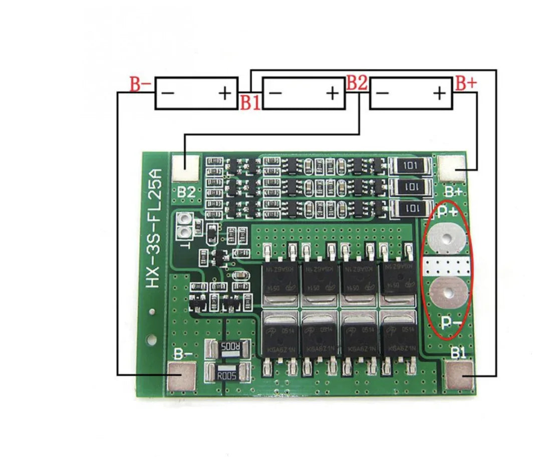 BMS 3S 30A 12V Li-ion Lithium 18650 Battery Protection Circuit - Robot Pi Shop