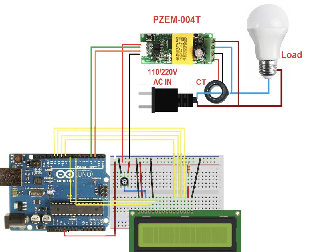 PZEM-004T Current Voltage Multimeter Module AC 80-260V 100A with Current Transformer - Robot Pi Shop