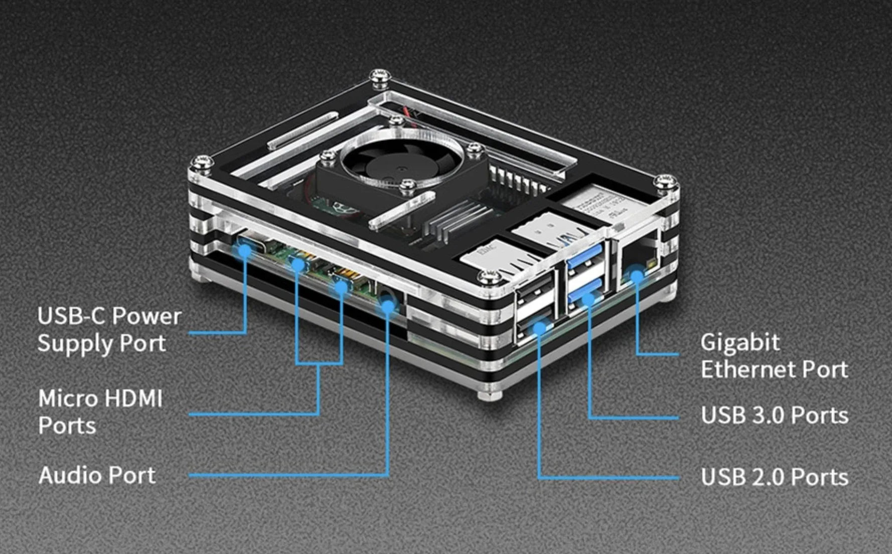 Raspberry Pi 4 Model B Layers Case kit - Robot Pi Shop
