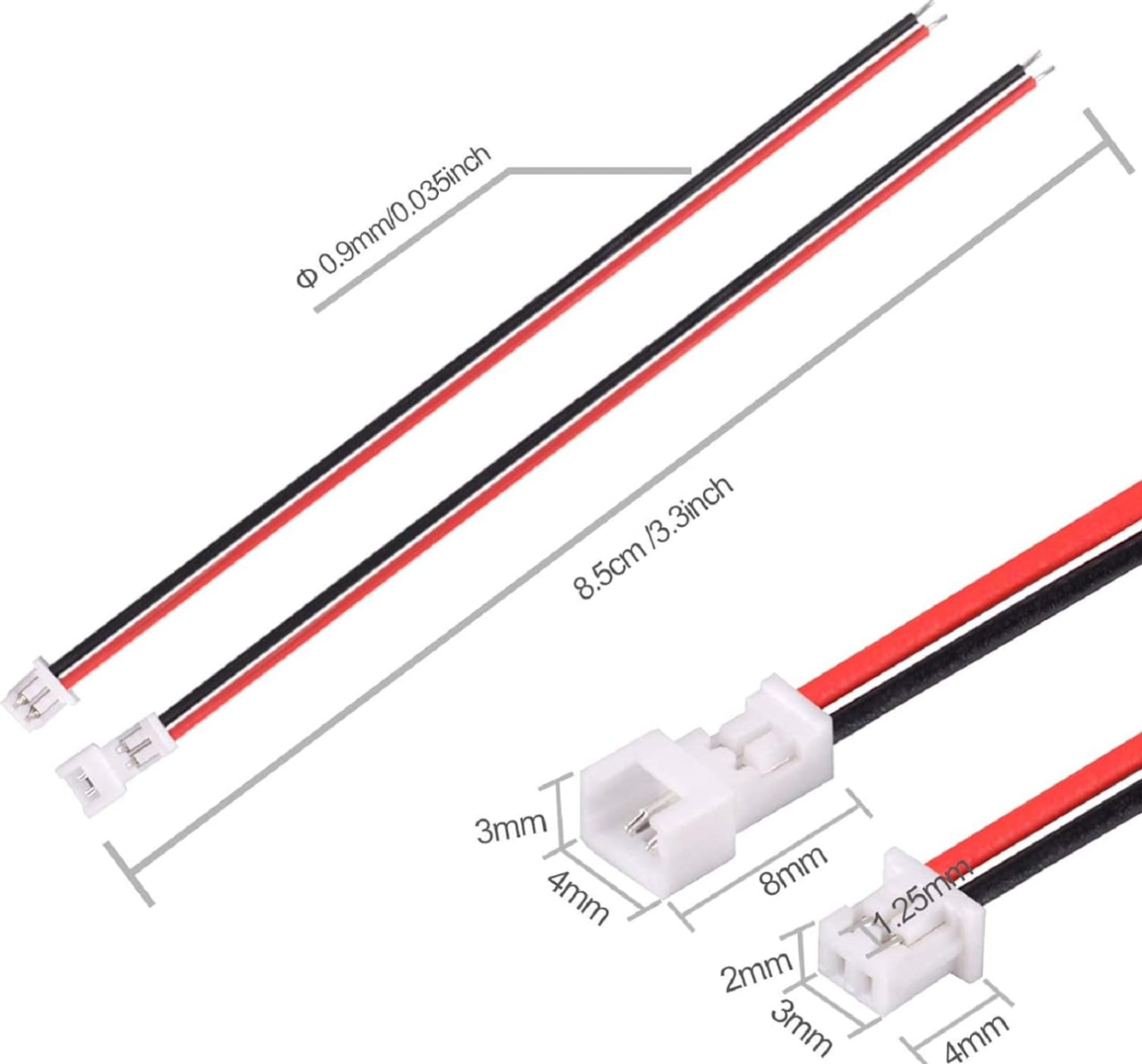 JST GH 2pin 1.25mm Male