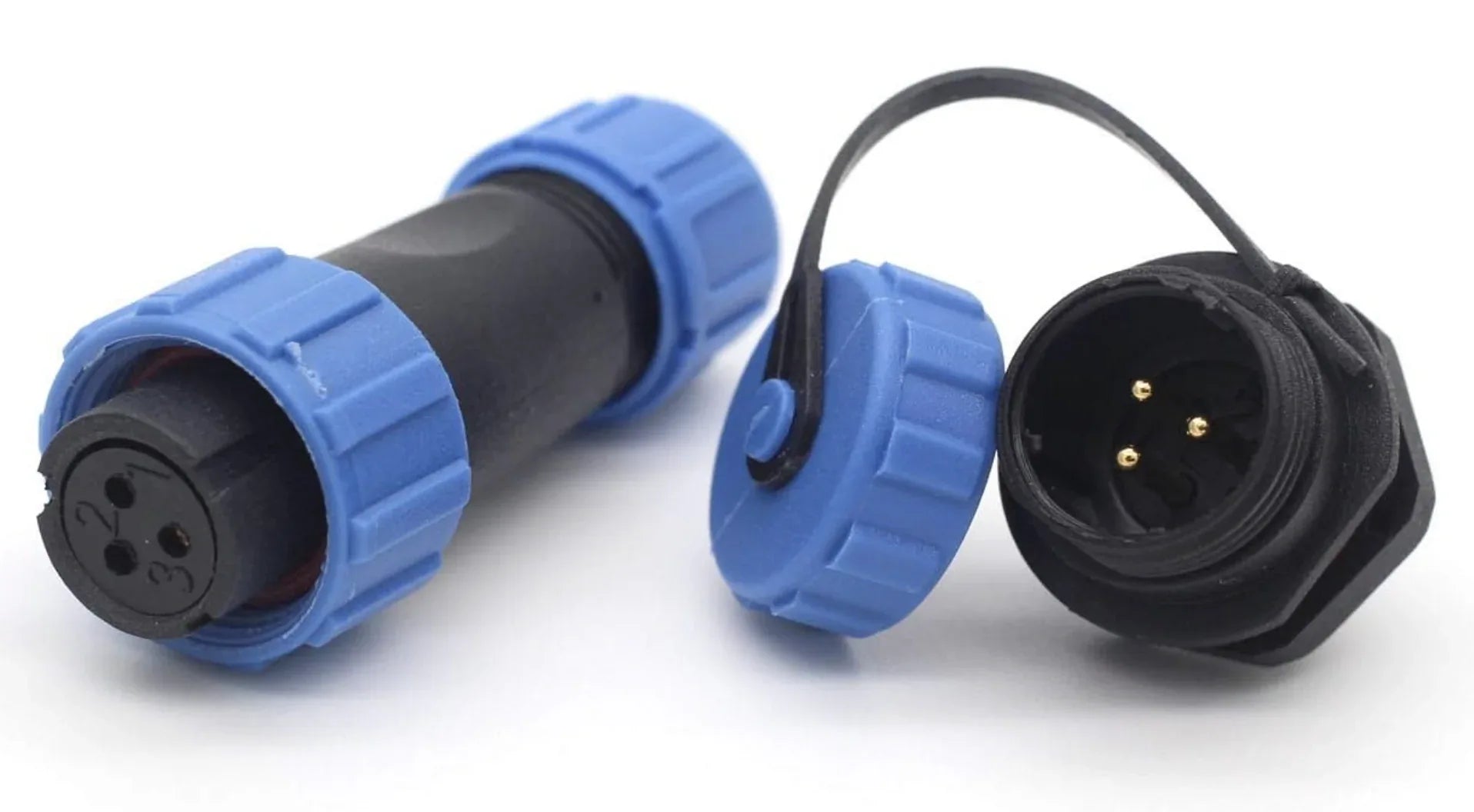 SD13 3 Pin 5 Amp Waterproof Male + Female Socket IP68 - Robot Pi Shop