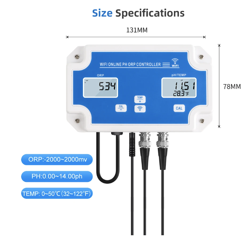 3-in-1 Tuya WiFi Water Quality Detector PH/ORP/TEMP Hydroponics Monitor