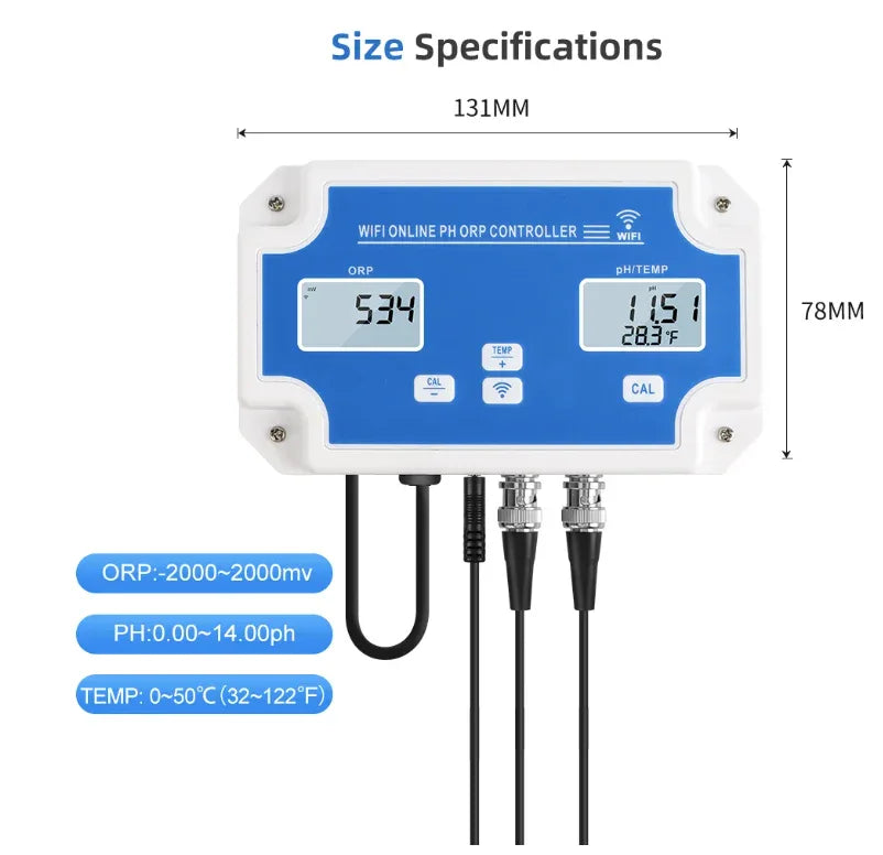 3-in-1 Tuya WiFi Water Quality Detector PH/ORP/TEMP Hydroponics Monitor - Robot Pi Shop