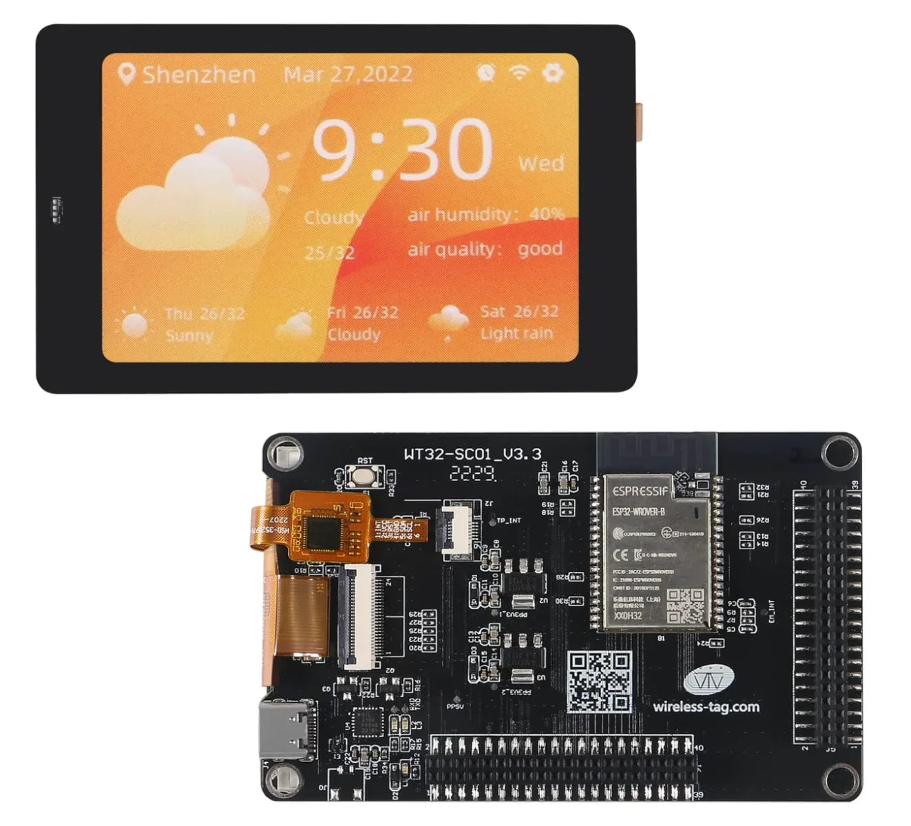 WT32-SC01 With 3.5 inch Capacitive Multi-Touch LCD Screen - Robot Pi Shop