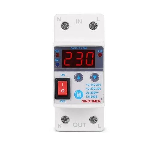 SVP-912M 40A 220V Din Rail Adjust Reconnect Over and Under Voltage Protector Relay - Robot Pi Shop