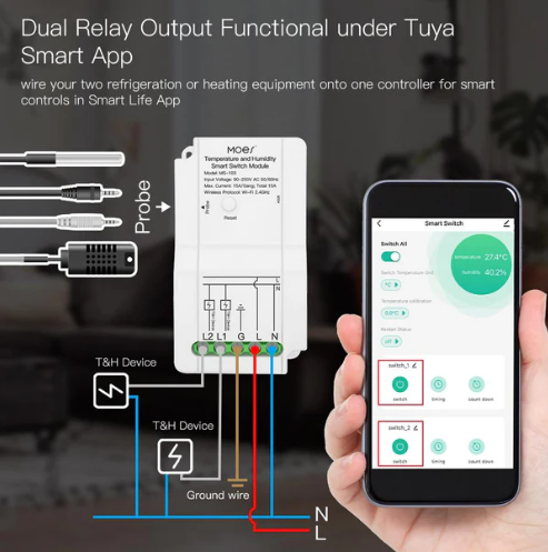 MOES WiFi Smart Temperature and Humidity Switch Module