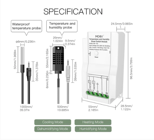 MOES WiFi Smart Temperature and Humidity Switch Module