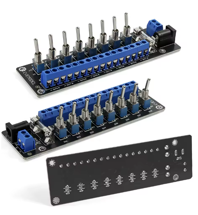 PCB019 3V-24V DC Individual 8 Channel Toggle Switch Power Distribution Module