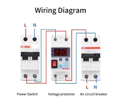 SVP-912M 40A 220V Din Rail Adjust Reconnect Over and Under Voltage Protector Relay - Robot Pi Shop