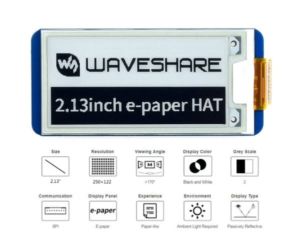 Waveshare 2.13 inch E-Paper Hat